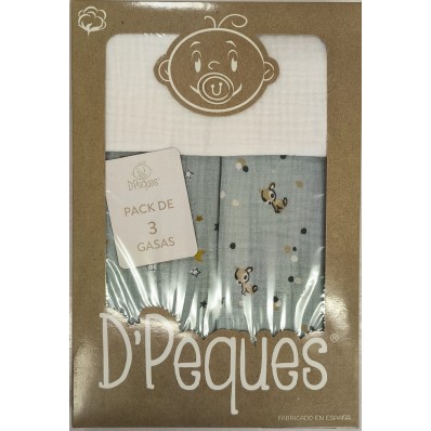 Pack de 3 gasas bambi verdes de D'Peques