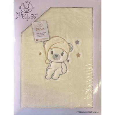 Manta terciopelo cuna oso beige de D'Peques