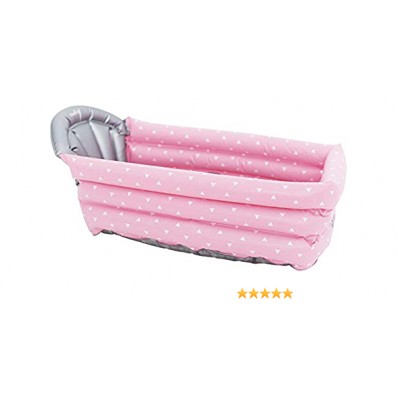 Bañera hinchable rosa con triángulos blancos de Olmitos. 0 Meses