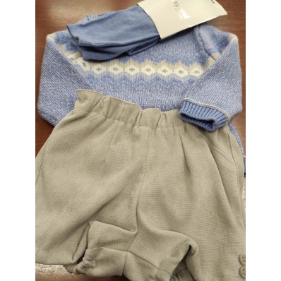 Conjunto Pantalón + jersey y leotardo azul y gris 12M