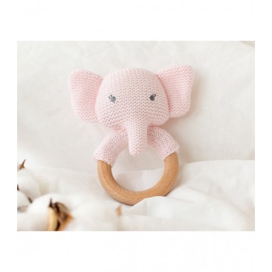 Mordedor elefante rosa madera de Kiokids